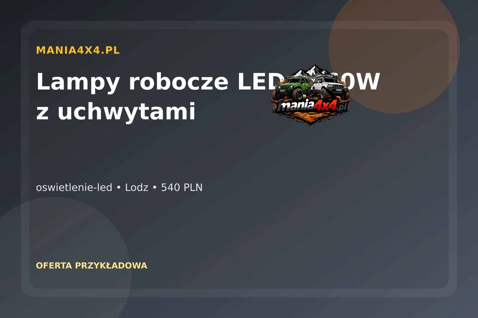 Lampy robocze LED 2x60W z uchwytami 2