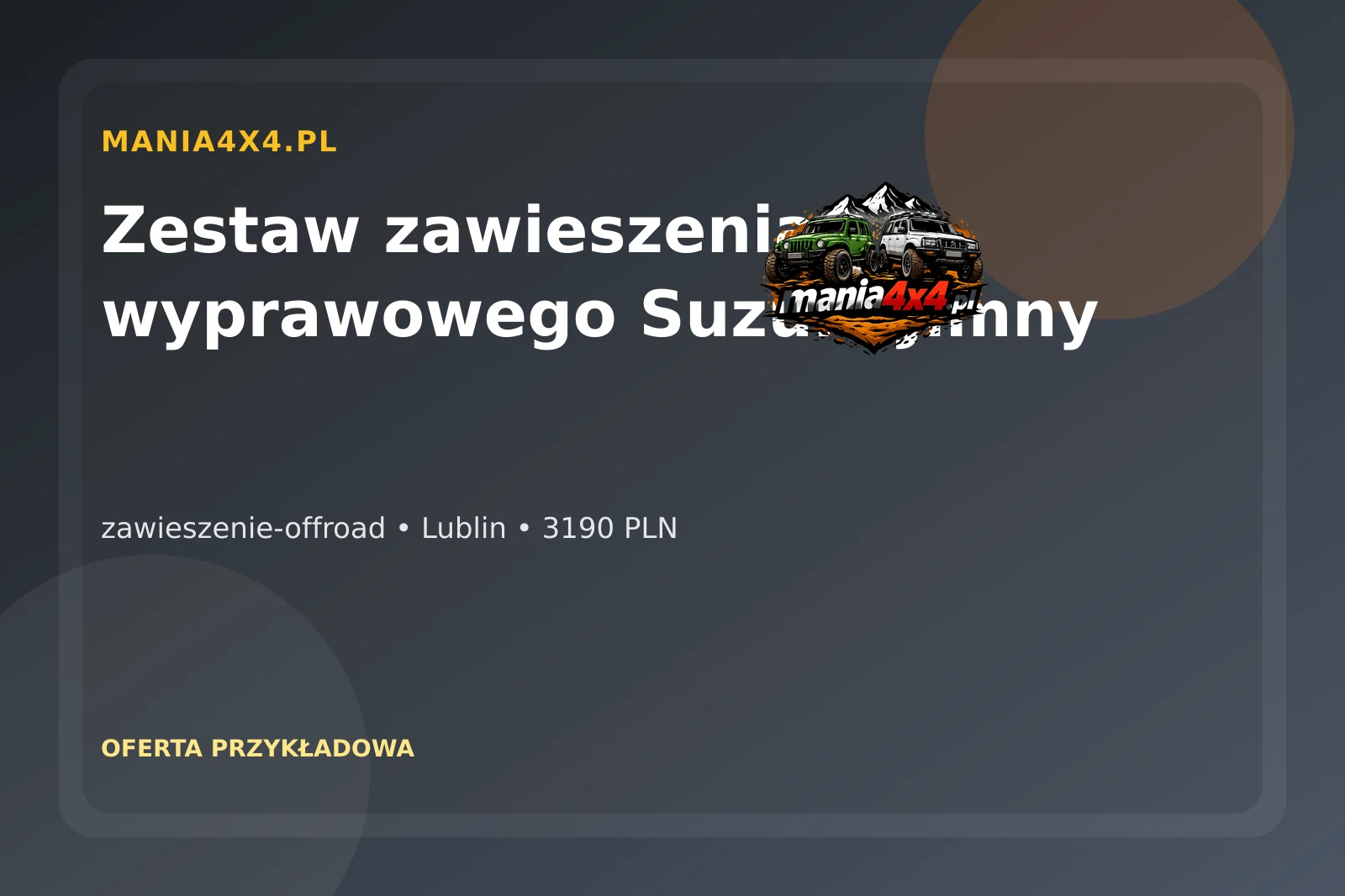 Zestaw zawieszenia wyprawowego Suzuki Jimny 2